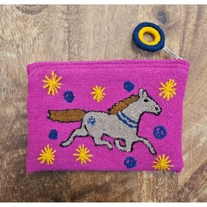 Jenny Krauss Wallet Purse Women's Pink Horse 100% Wool Peru Colorful